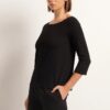 Mela Purdie - F01 2630 Relaxed Boat Neck Top - Black - Image 6