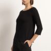 Mela Purdie - F01 2630 Relaxed Boat Neck Top - Black - Image 2