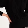 CABLE - CAW23112 Celine Merino Cable Jumper Black - Image 3