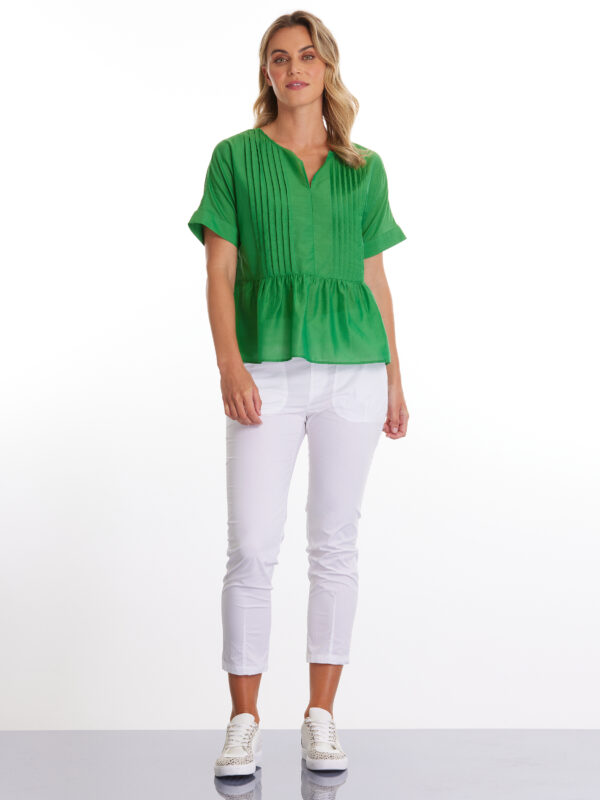 MARCO POLO - YTMS44551 S/S Pleat Front Top Emerald