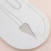 NECKLACE - L1832NS Long Silver Flat Heart