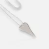 NECKLACE - L1832NS Long Silver Flat Heart - Image 3