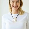 NECKLACE - 22-128 Overlapped Brushed Metal Necklace - Image 2