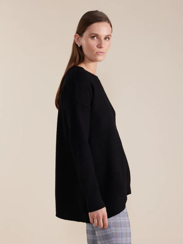 MARCO POLO - YTMS43523 Longline Boiled Wool Sweater Black - Image 4