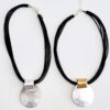 Double Disc Choker Necklace - Matt Gold/ Silver Disc - Image 2