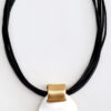 Double Disc Choker Necklace - Matt Gold/ Silver Disc