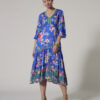 LOOBIES Story - La Fiesta Midi Dress LS2750 - Corfu Blue Multi