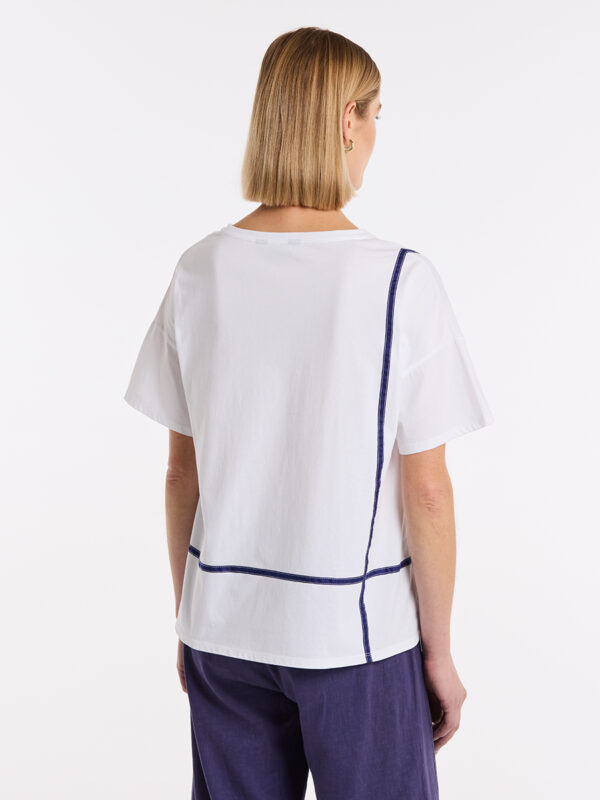 MARCO POLO-YTMS57477 Boxy Tape Trim Tee - Image 4