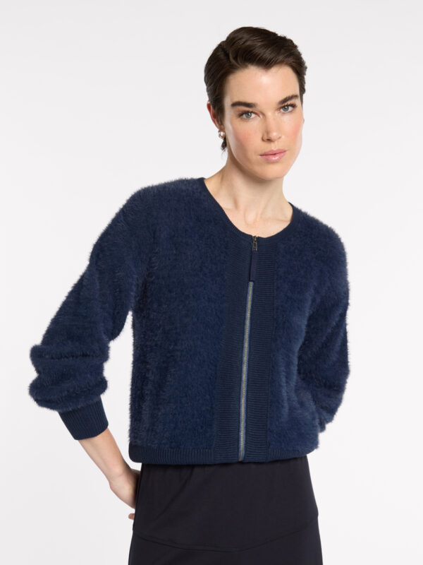 Marco Polo - Fluffy Knit Bomber YTMP3599 - Navy