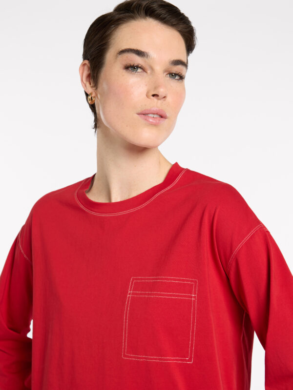 Marco Polo - Topstitched Tee YTMP7488 - Crimson - Image 3
