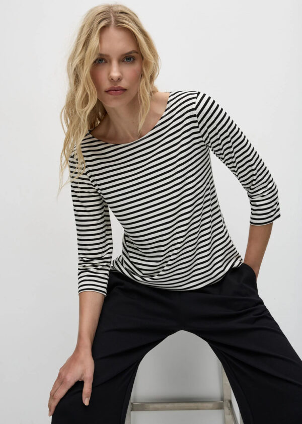 MELA PURDIE - Relaxed Boat Neck F531 2630 - Black/Vanilla - Image 3