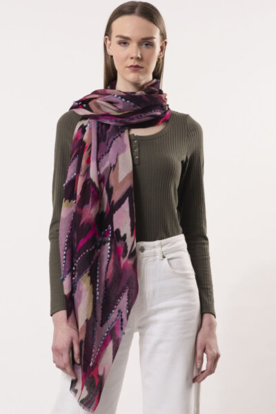 D Lux- Sienna Chevron Wool Embroidered Scarf
