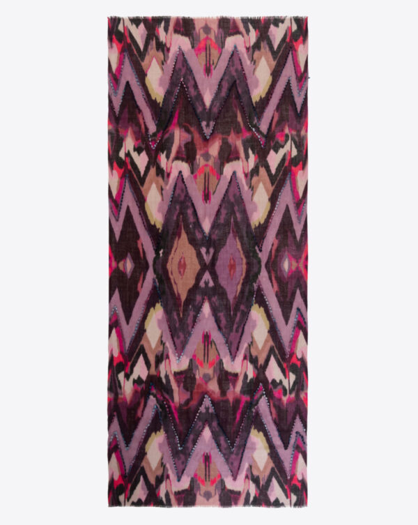 D Lux- Sienna Chevron Wool Embroidered Scarf - Image 4