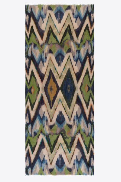 D Lux- Sienna Chevron Wool Embroidered Scarf- Sage