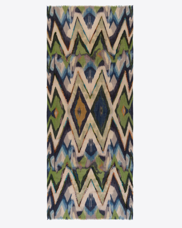D Lux- Sienna Chevron Wool Embroidered Scarf- Sage