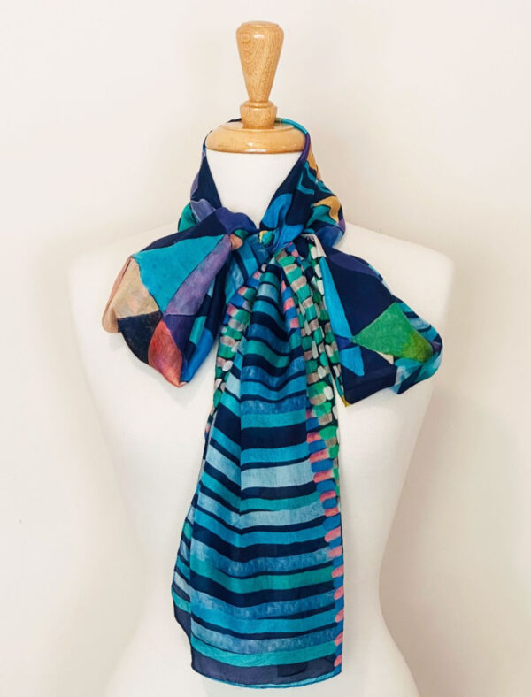 D LUX-Tessera Geometric Print Silk Scarf - Image 4