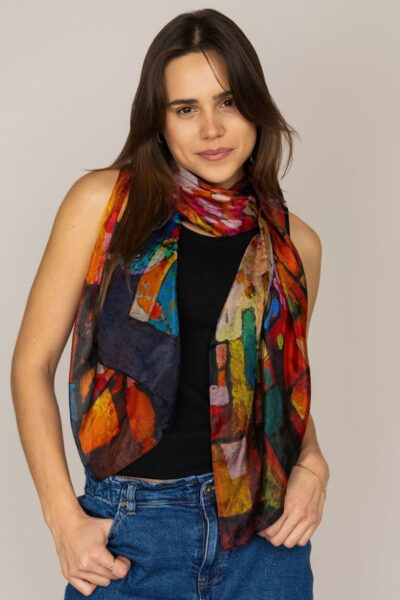 D LUX - Hummingbird Abstract Silk Scarf - Multi