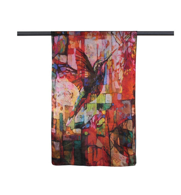D LUX - Hummingbird Abstract Silk Scarf - Multi - Image 5