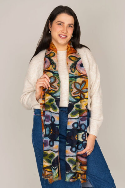 D LUX - Fleur Floral print Merino/Silk -Gold