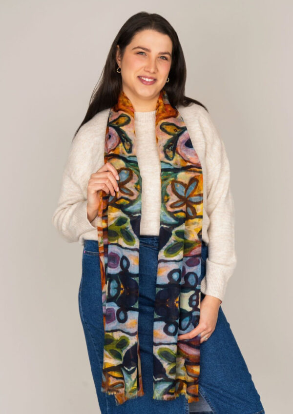 D LUX - Fleur Floral print Merino/Silk -Gold