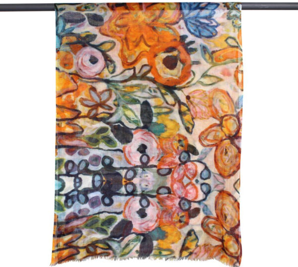 D LUX - Fleur Floral print Merino/Silk -Gold - Image 3