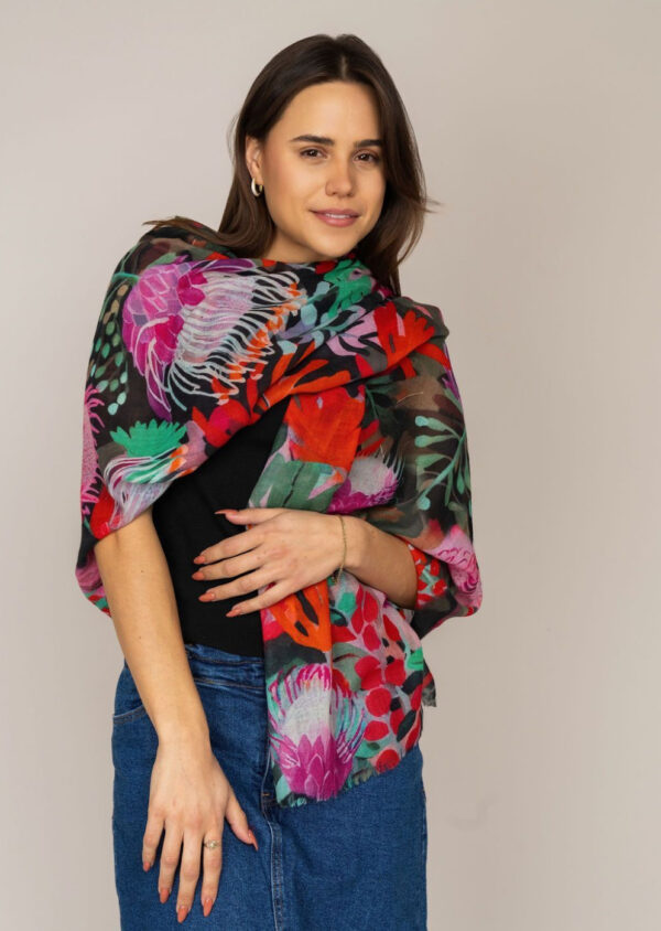 D~LUX -Protea Flower Silk/Merino Wool Scarf