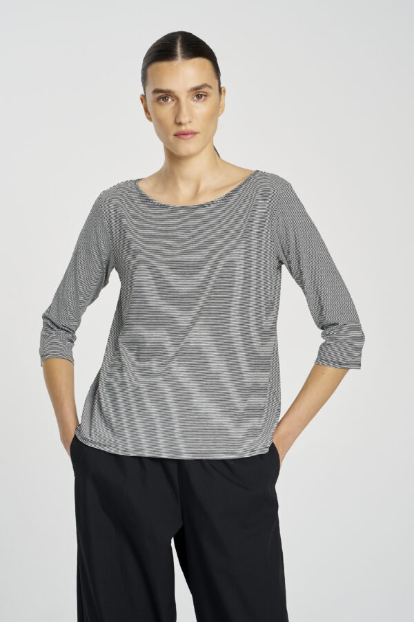 MELA PURDIE-(Pre Sale) Relaxed Boat Neck -Black/White Stripe F537 2630 - Image 3