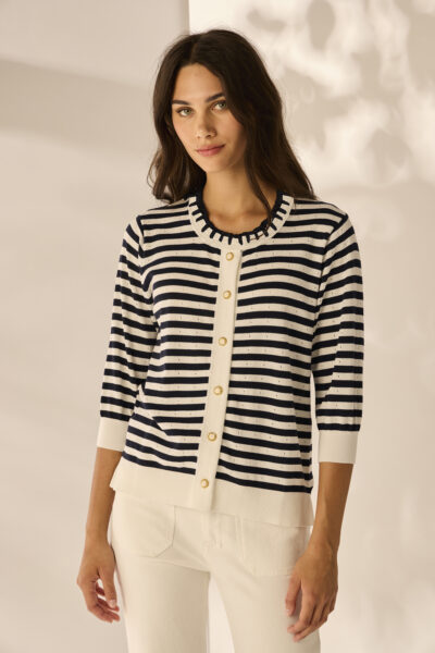 Lania - Sayer Cardi LA3680 - Ink/Off White Stripe