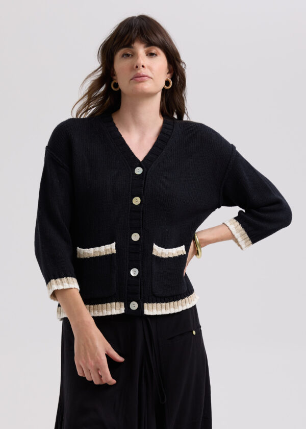 LD+Co -LC7762 Textured Cardi -Black - Image 2
