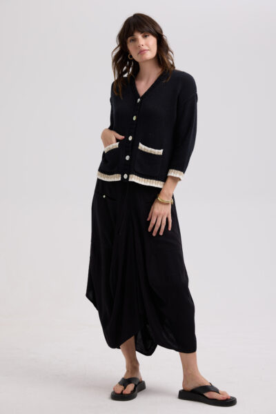 LD+Co -LC7762 Textured Cardi -Black