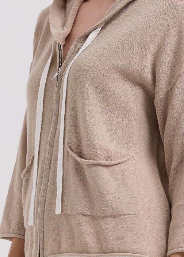 LD+Co Linen Hoodie LC7765- Taupe - Image 4
