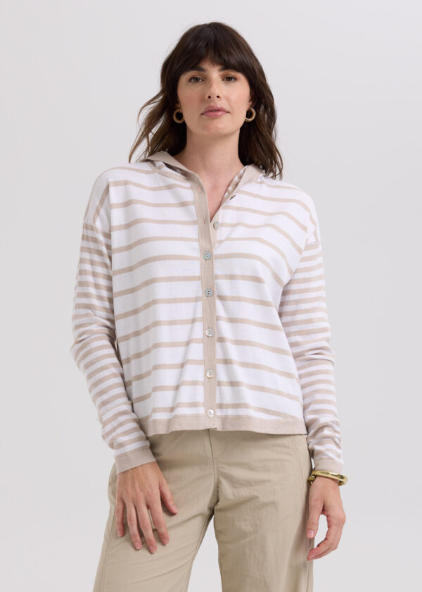 LD+Co Multi Stripe Hoodie LC7776 Taupe