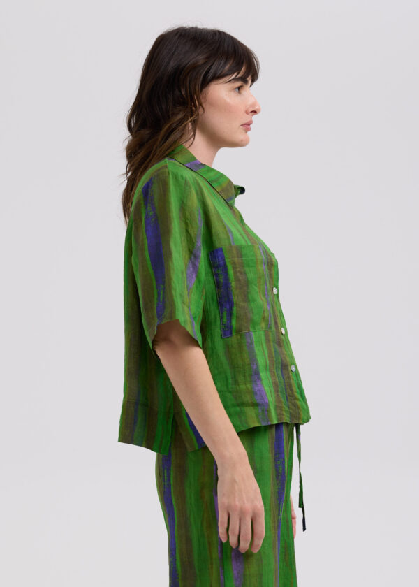 LD+Co LC7786 Painted Linen Shirt-Chartreuse - Image 6