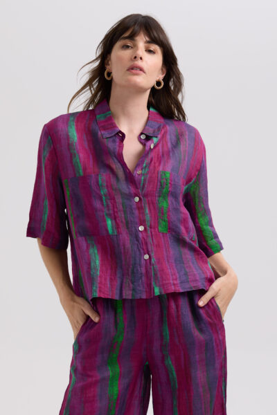 LD+Co LC7786 Painted Linen Shirt -Magenta