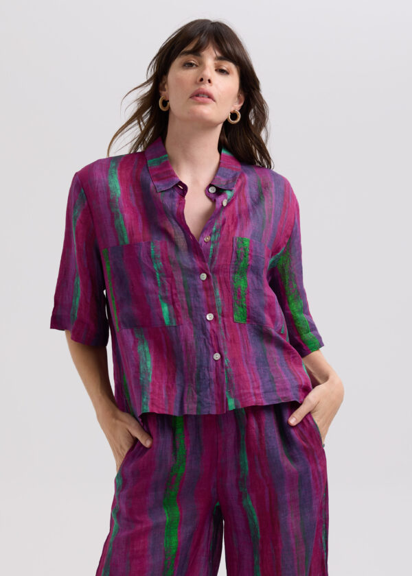 LD+Co LC7786 Painted Linen Shirt -Magenta