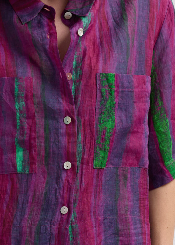 LD+Co LC7786 Painted Linen Shirt -Magenta - Image 2