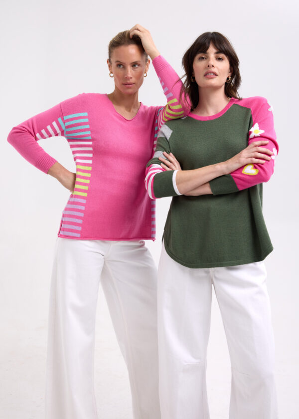 ZAKET & PLOVER -ZP7712 Side stripe Jumper-Pink - Image 7