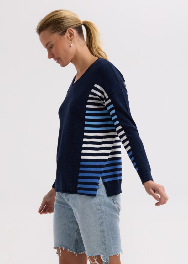 ZAKET & PLOVER -ZP7712 Side stripe Jumper-Denim - Image 2