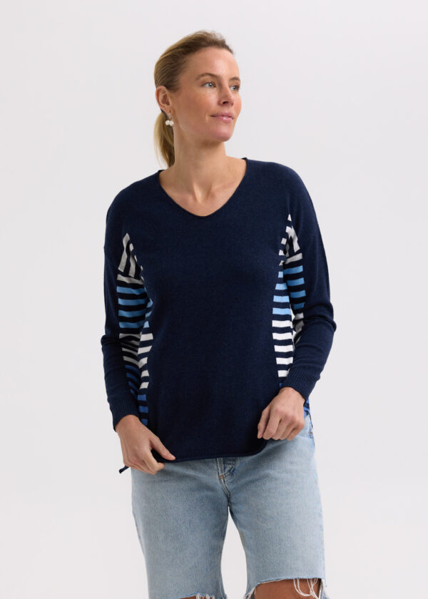 ZAKET & PLOVER -ZP7712 Side stripe Jumper-Denim - Image 5