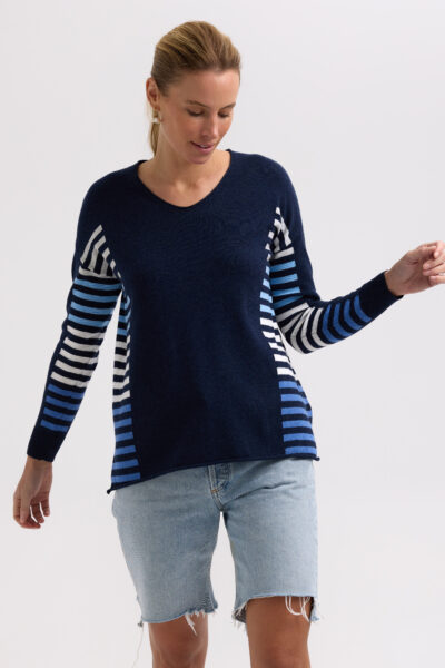ZAKET & PLOVER -ZP7712 Side stripe Jumper-Denim