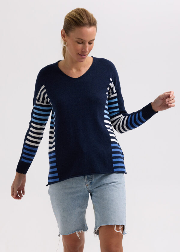 ZAKET & PLOVER -ZP7712 Side stripe Jumper-Denim