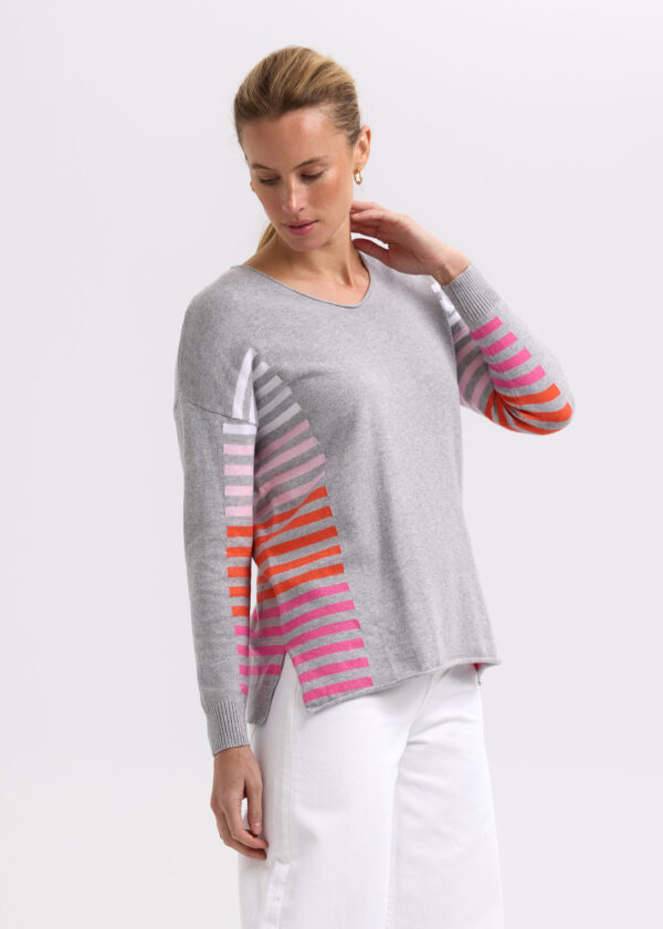 ZAKET & PLOVER -ZP7712 Side stripe Jumper-Lt Marl - Image 5