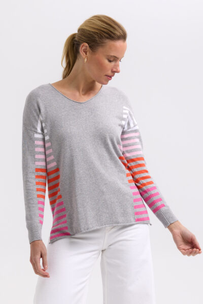 ZAKET & PLOVER -ZP7712 Side stripe Jumper-Lt Marl