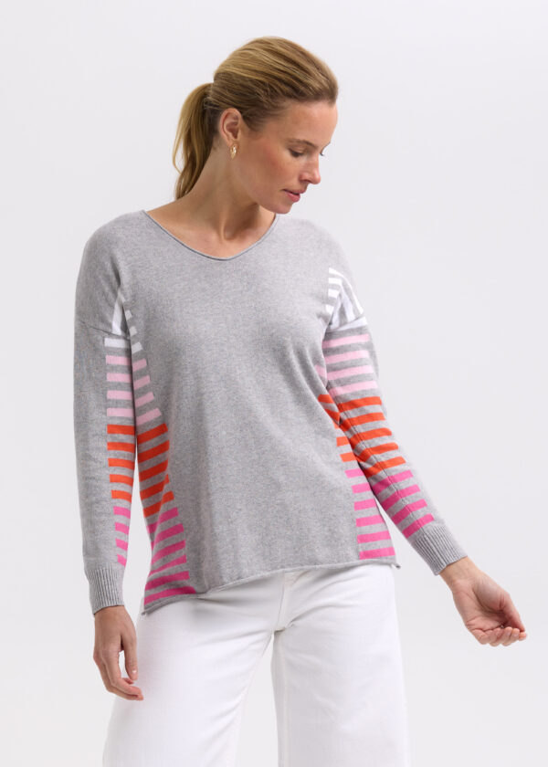 ZAKET & PLOVER -ZP7712 Side stripe Jumper-Lt Marl
