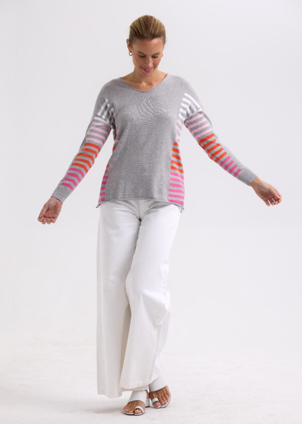 ZAKET & PLOVER -ZP7712 Side stripe Jumper-Lt Marl - Image 2