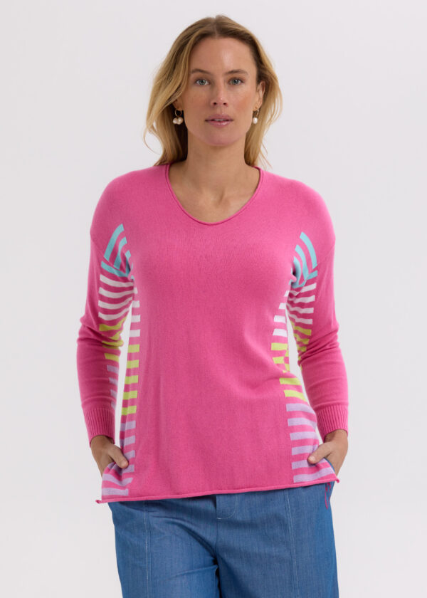 ZAKET & PLOVER -ZP7712 Side stripe Jumper-Pink - Image 2