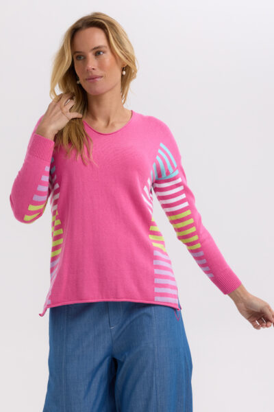 ZAKET & PLOVER -ZP7712 Side stripe Jumper-Pink
