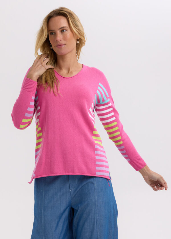 ZAKET & PLOVER -ZP7712 Side stripe Jumper-Pink