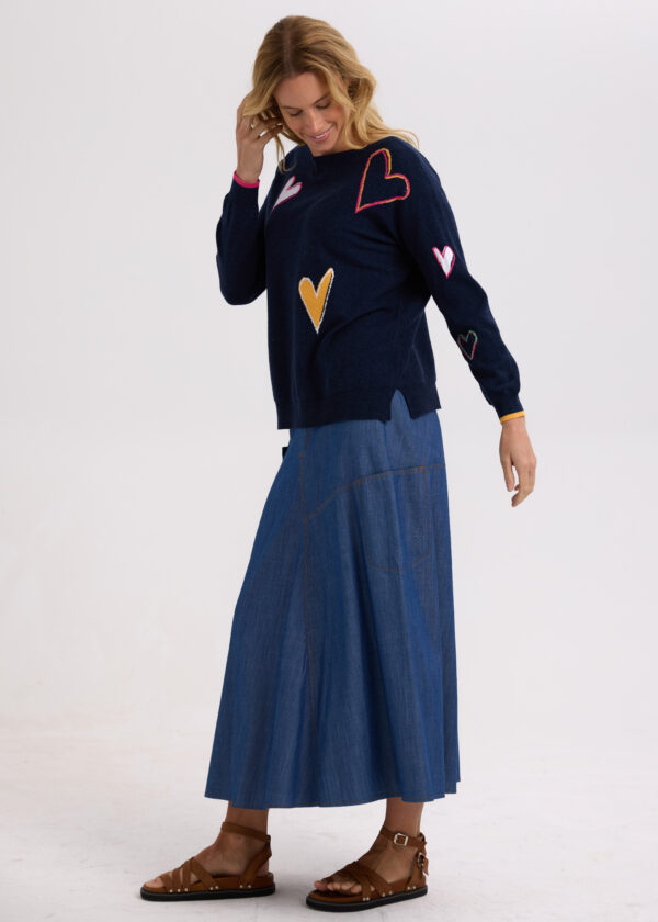 ZAKET & PLOVER -ZP7713 Intarsia Hearts -Denim - Image 6
