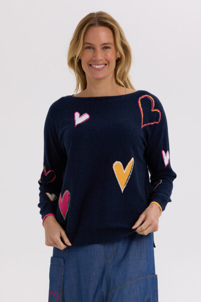 ZAKET & PLOVER -ZP7713 Intarsia Hearts -Denim
